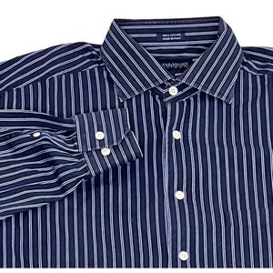 Hathaway Platinum‎ Long Sleeve Large Blue Striped Button Down